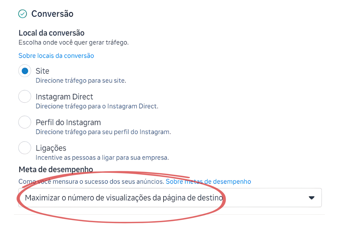 Meta configurada para visualizações